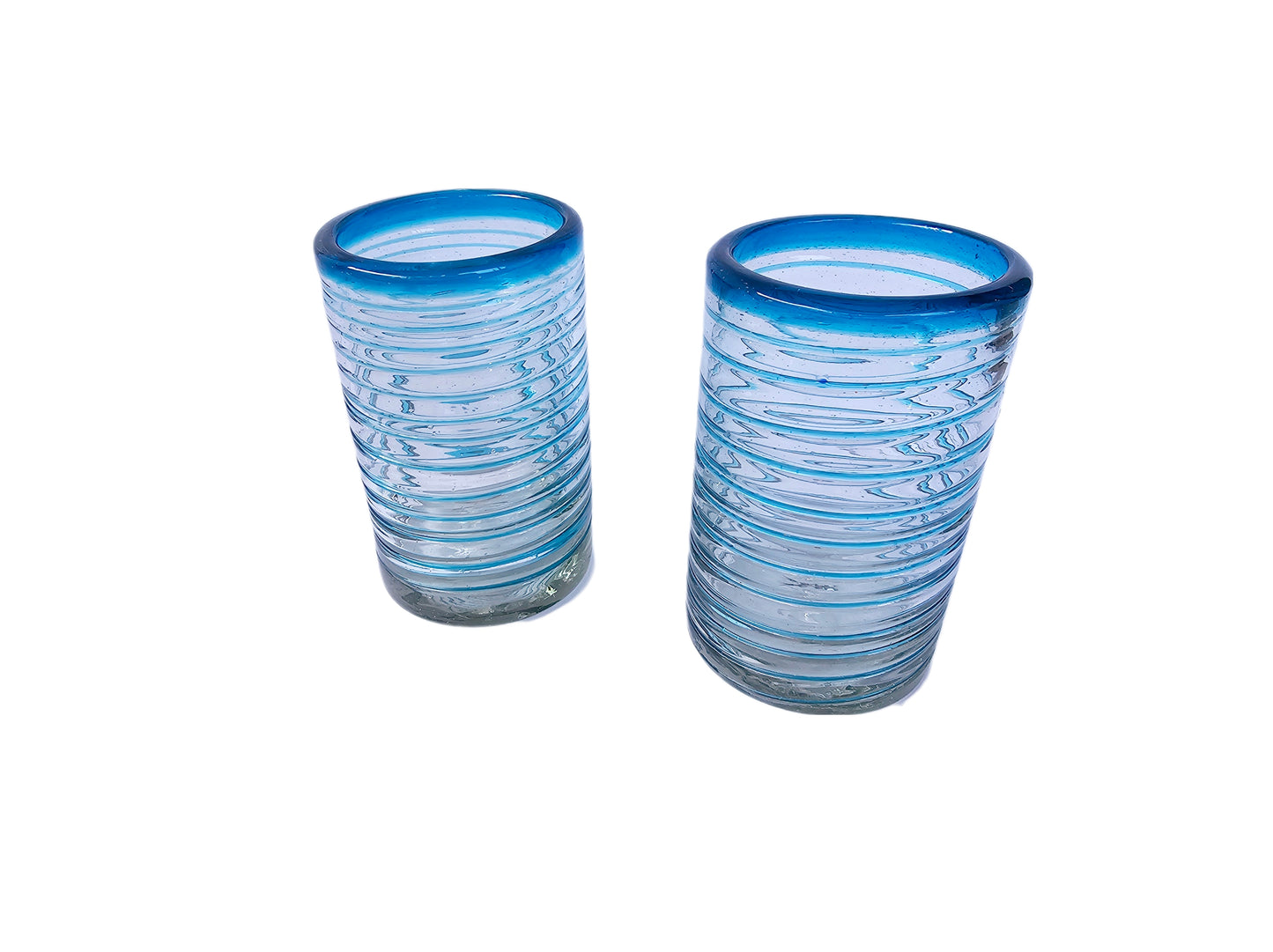 VASOS VIDRIO SOPLADO PARA AGUA| PAQUETE DE 6 PIEZAS|ESPIRAL AQUAMARNA