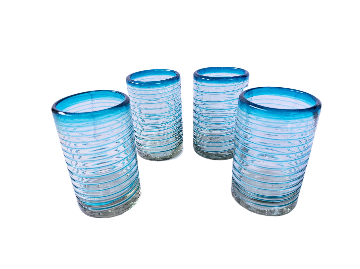 VASOS VIDRIO SOPLADO PARA AGUA| PAQUETE DE 6 PIEZAS|ESPIRAL AQUAMARNA